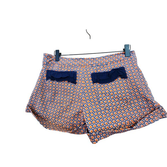 Judith March Womens Orange & Blue Geometric Patterned Cotton Blend Shorts Size L - Picture 2 of 4